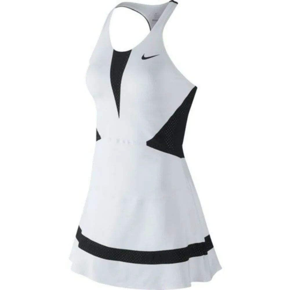Nwt Nike Maria Sharapova Tennis Dress w/ Bra white black skirt M Medium